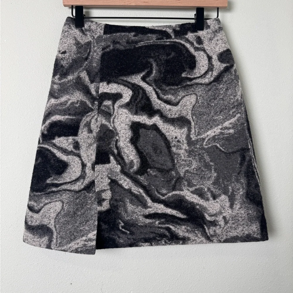 HOLZWEILER Wool Blend Bella Mini Skirt w/ Slit Grey Mix Size XS